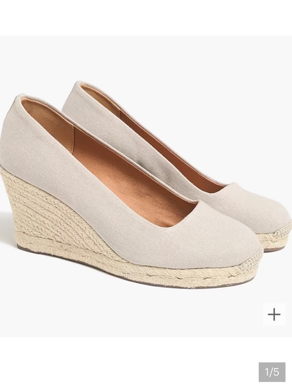 J. Crew Beige Canvas Espadrille Wedge Pumps